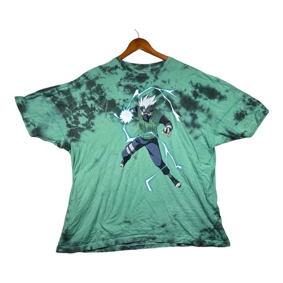 Vintage Y2K Shonen Jump Kakashi Hatake Green Tie Dye Anime Shirt Size 2XL - Picture 1 of 4